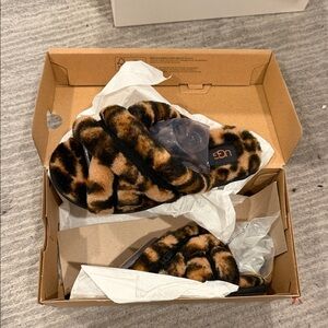 UGG Animal Print Fuzzy Slippers